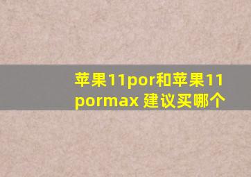 苹果11por和苹果11pormax 建议买哪个